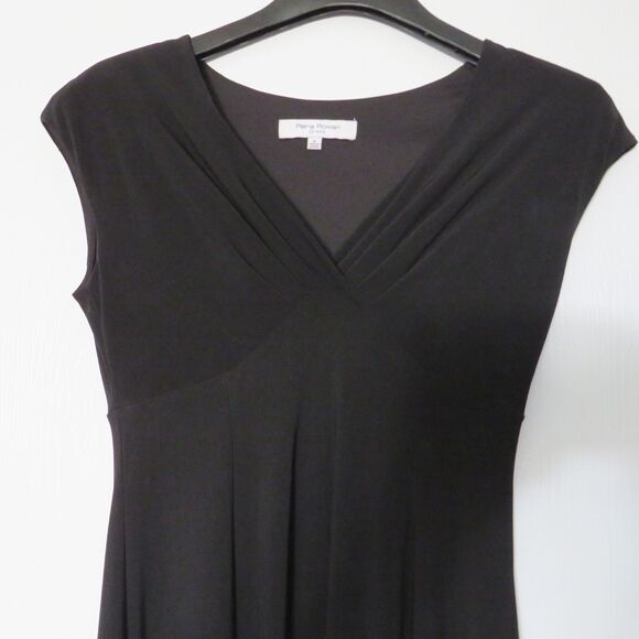 Rena Rowan Black Dress Women Sz 6 Midi Length Sleeveless V-Neck Easy Care Dressy - Picture 2 of 10